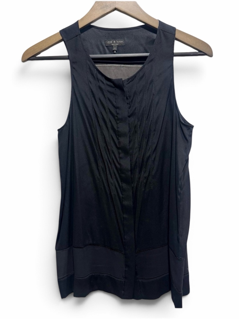 rag & bone Black Silk Sheer Panel Sleeveless Blouse XS